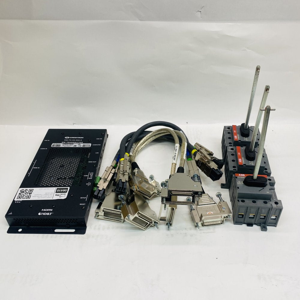 Lot of Industrial & AV Equipment – ABB Switch, Crestron 4K TX, Cisco Cables