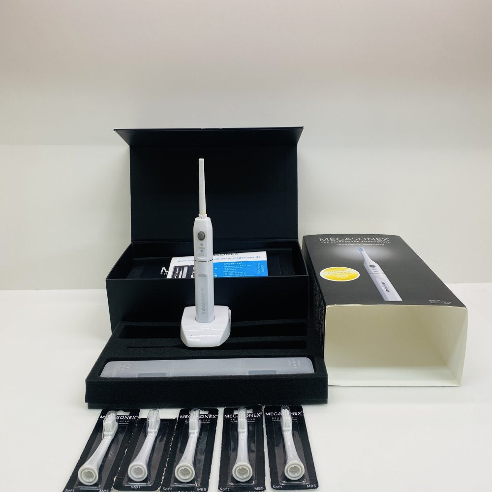 Personal Ultrasonic Toothbrush Megasonex M8 Ultrasound Charger 5x Brush Heads