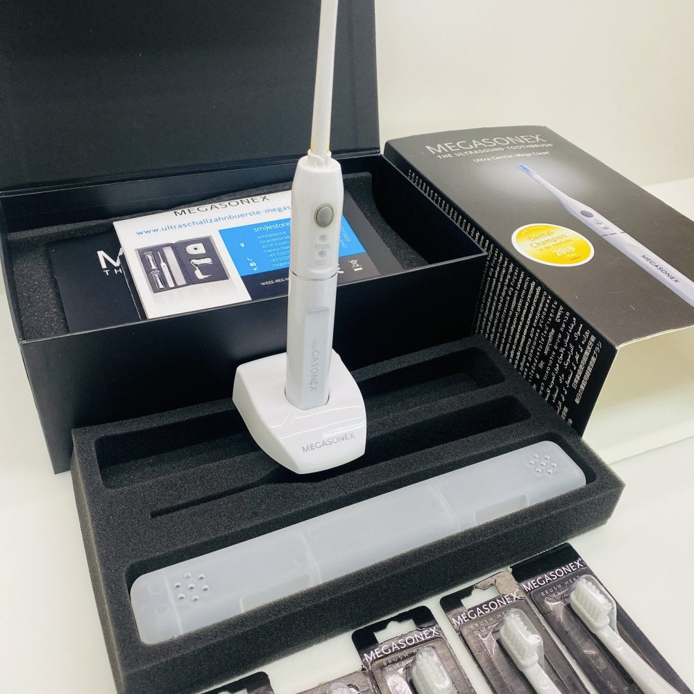 Personal Ultrasonic Toothbrush Megasonex M8 Ultrasound Charger 5x Brush Heads