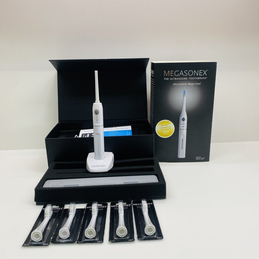 Personal Ultrasonic Toothbrush Megasonex M8 Ultrasound Charger 5x Brush Heads