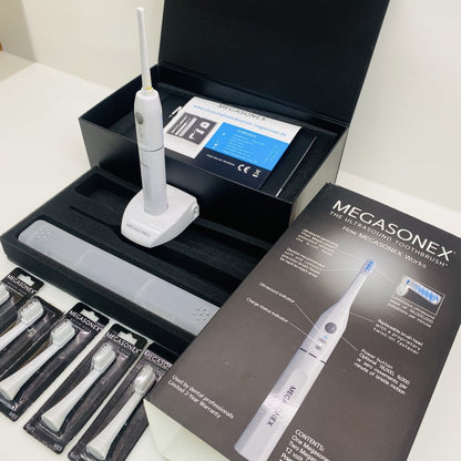 Personal Ultrasonic Toothbrush Megasonex M8 Ultrasound Charger 5x Brush Heads