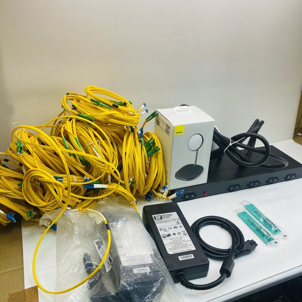 Electronics Bundle – JBC Cartridges, Fibre Cables, 24V PSU, HP PDU, Baseus Stand