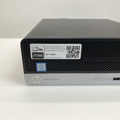 Professional Desktop Intel i5 8th 8GB 512GB SSD HP ProDesk 400G5 SFF USB DP VGA