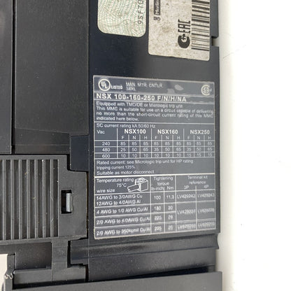 Industrial Molded Case Circuit Breaker Micrologic Schneider NSX250N 3P 250A