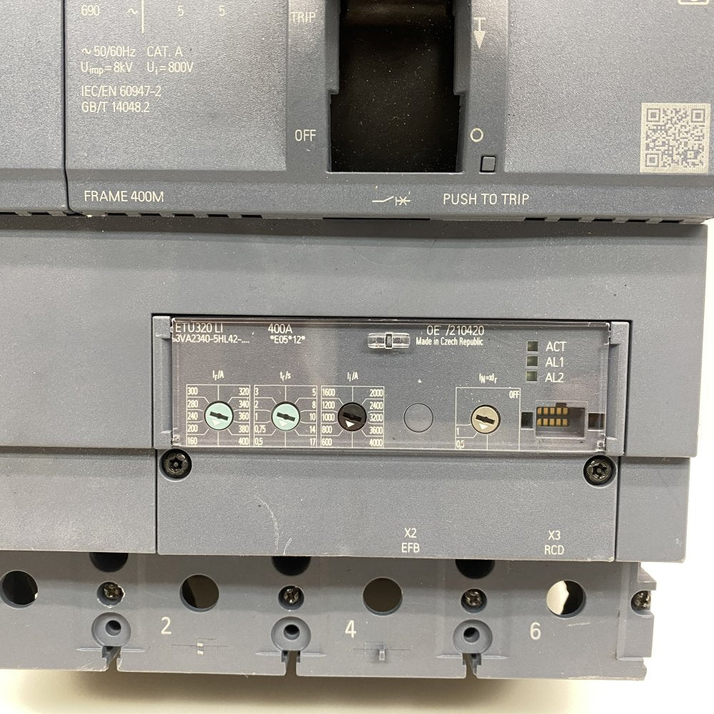 Siemens 3VA2340 400A MCCB ETU320 4-Pole Industrial Circuit Breaker