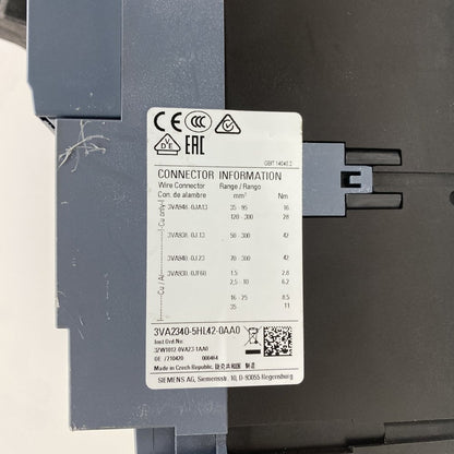 Siemens 3VA2340 400A MCCB ETU320 4-Pole Industrial Circuit Breaker
