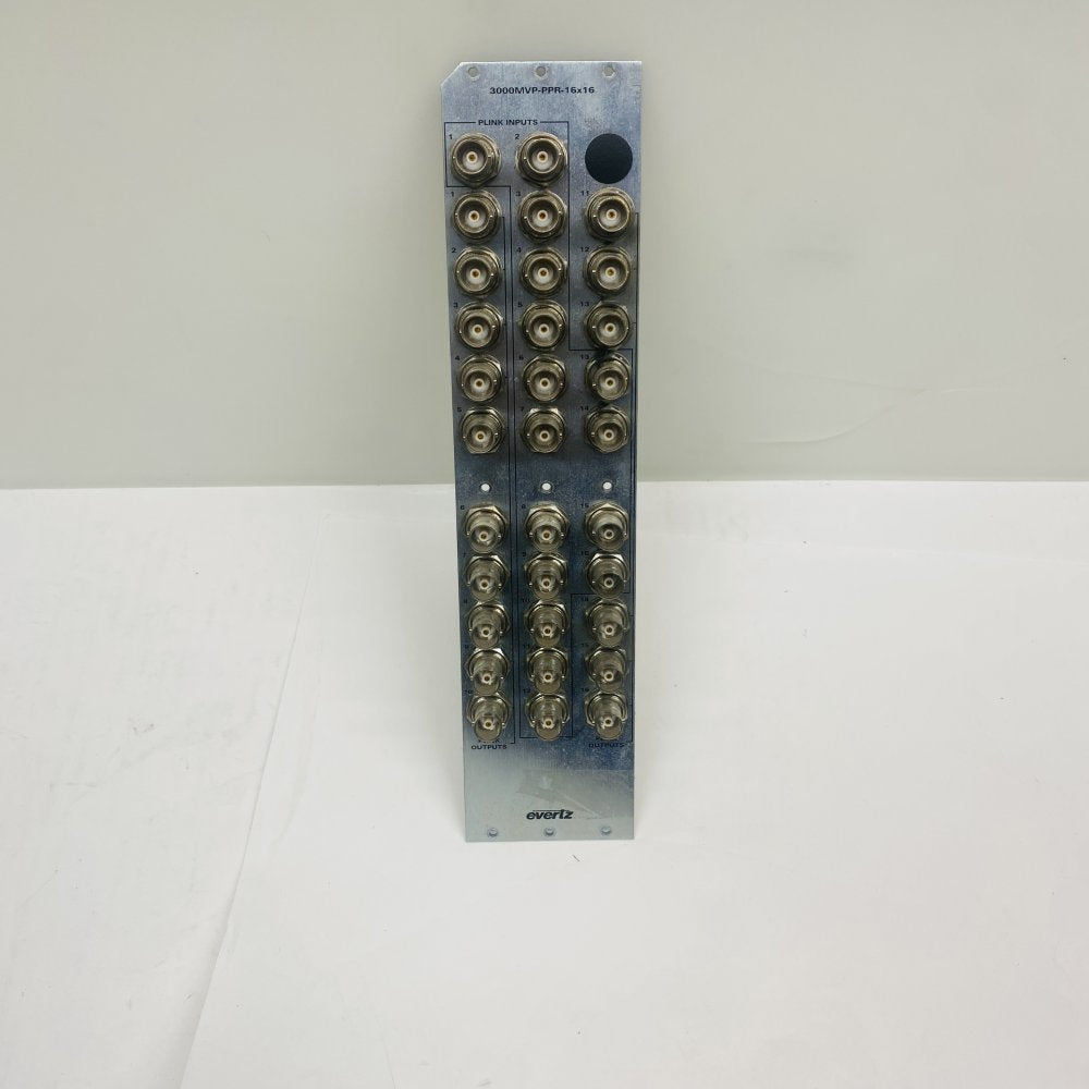Broadcast PLINK I O Panel BNC 16x16 Evertz 3000MVP-PPR-16x16 Rear I O Rackmount