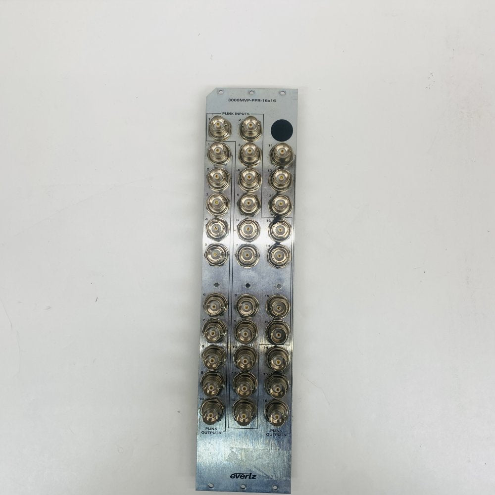 Broadcast PLINK I O Panel BNC 16x16 Evertz 3000MVP-PPR-16x16 Rear I O Rackmount