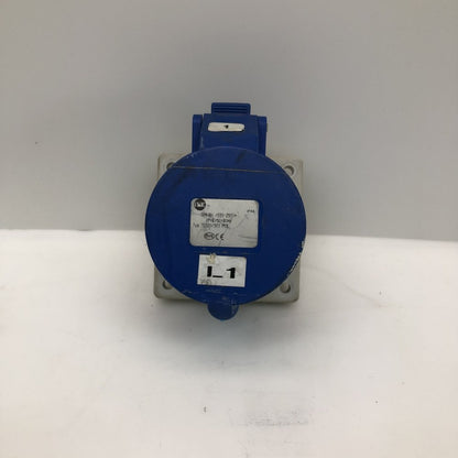 PCE 32A Industrial Socket Outlet IEC60309 IP44 Panel Mount 2P+E Blue