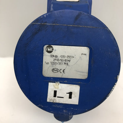 PCE 32A Industrial Socket Outlet IEC60309 IP44 Panel Mount 2P+E Blue