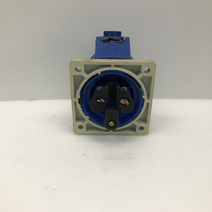 PCE 32A Industrial Socket Outlet IEC60309 IP44 Panel Mount 2P+E Blue