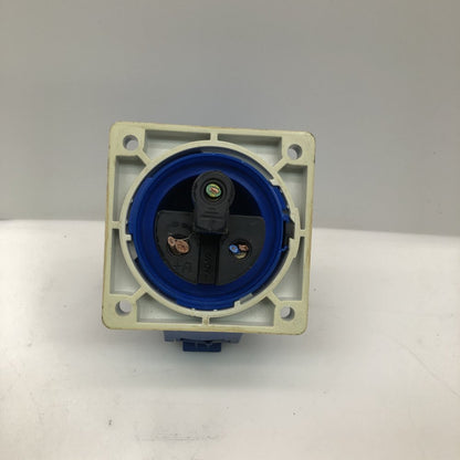 PCE 32A Industrial Socket Outlet IEC60309 IP44 Panel Mount 2P+E Blue