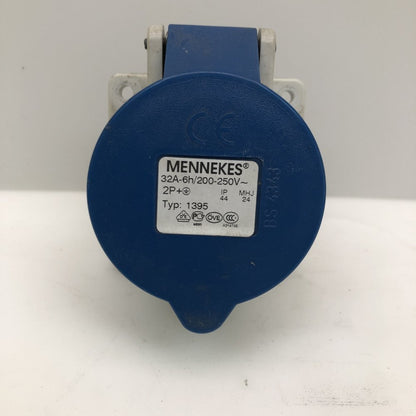 Mennekes Typ 1395 32A 200-250V 2P+E Panel Inlet IP44 Industrial Grey