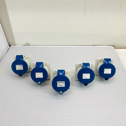 5 x Mennekes Typ 1395 32A 200-250V 2P+E Panel Inlet IP44 Industrial Grey