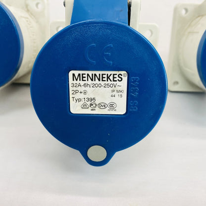 5 x Mennekes Typ 1395 32A 200-250V 2P+E Panel Inlet IP44 Industrial Grey
