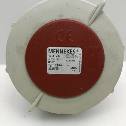 MENNEKES 32A 3P+N+E IP67 Power Inlet Socket 240/415V Industrial Panel