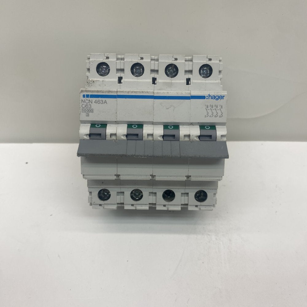 Hager NCN463A C63 4P 63A Industrial Circuit Breaker DIN Rail Mount
