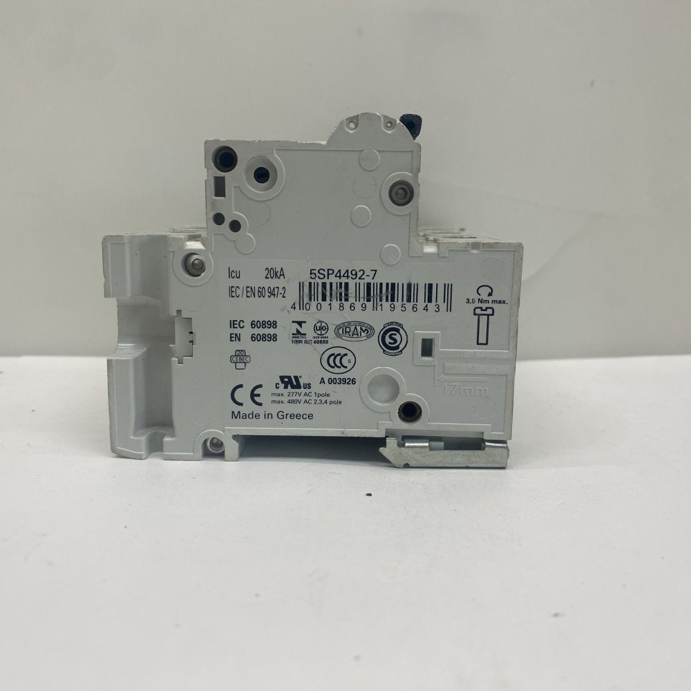 Siemens 5SP4492-7 4 Pole MCB 125A 400V C Curve Industrial DIN Rail