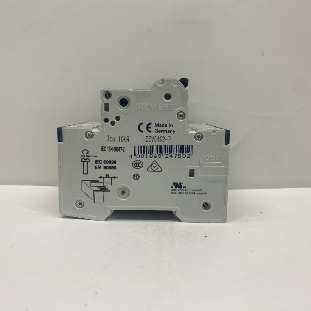 Siemens 5SY64 4 Pole 63A 400V Miniature Circuit Breaker Industrial
