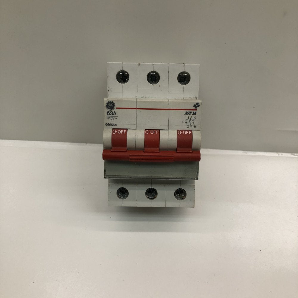 GE AST M Industrial 63A 3 Pole 415V MCB DIN Rail Twin Pack New