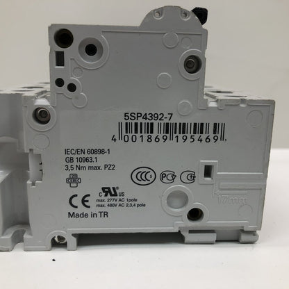 Siemens 5SP43 3P C125 400V Circuit Breaker Industrial DIN Rail Mount