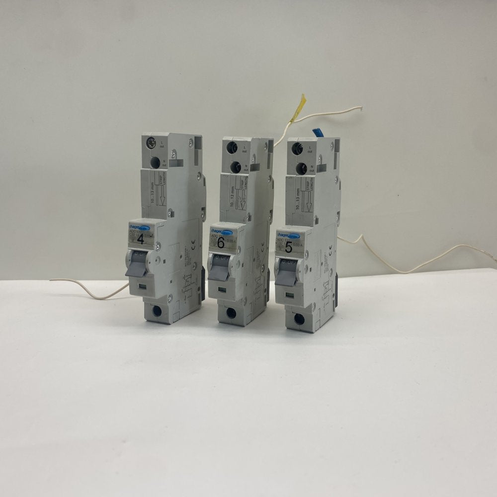 Hager ADC132 32A 30mA Industrial RCBO Breaker DIN Rail 3 Pack