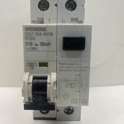 Siemens 5SU1 354-1KK16 RCBO C16 30mA Industrial DIN Rail Protection