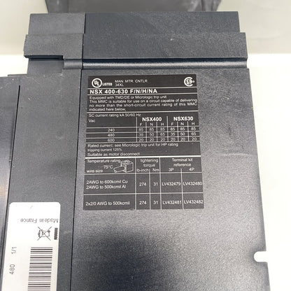 Schneider NSX630N 630A 3P Micrologic Circuit Breaker Industrial
