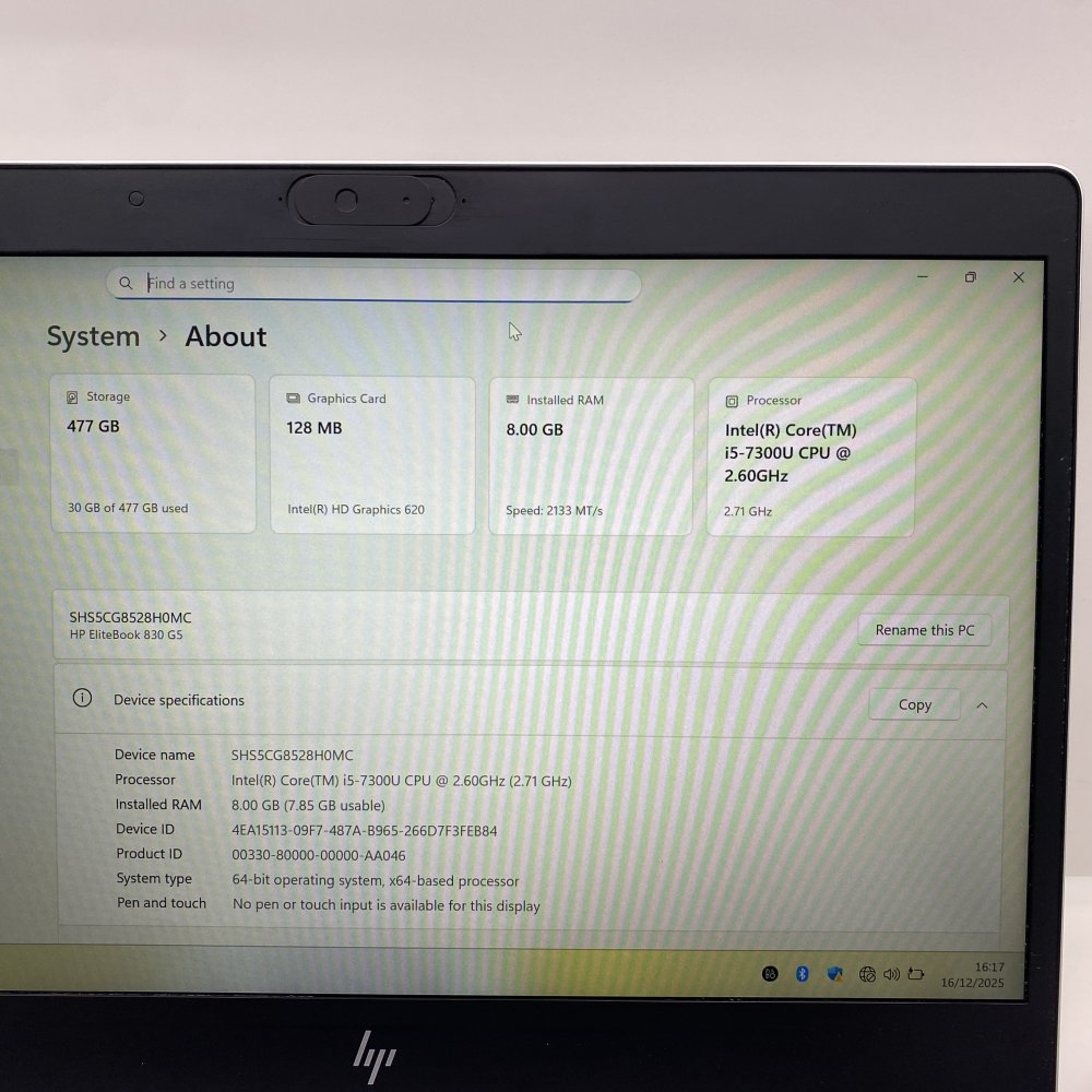 HP EliteBook 830 G5 i5-7300U 8GB 512GB SSD 13.3 FHD Business Laptop (Grade B)