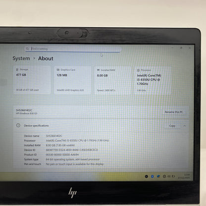 HP EliteBook 830 G5 i5-8350U 8GB 512GB SSD 1080p Business Laptop 13.3" Grade-C