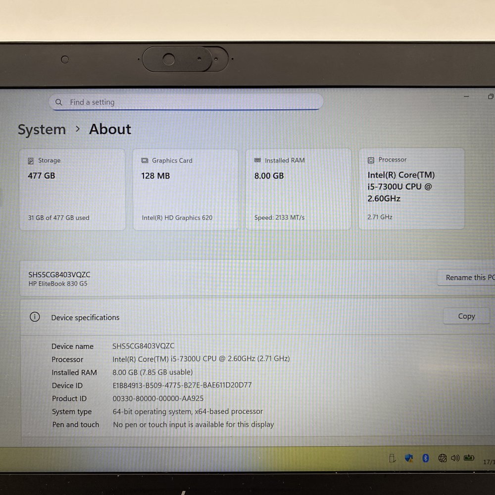 HP EliteBook 830 G5 Intel i5 8GB 512GB SSD FHD Windows 11 Pro Laptop