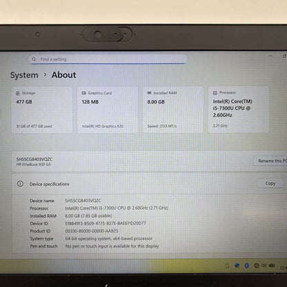 HP EliteBook 830 G5 Intel i5 8GB 512GB SSD FHD Windows 11 Pro Laptop