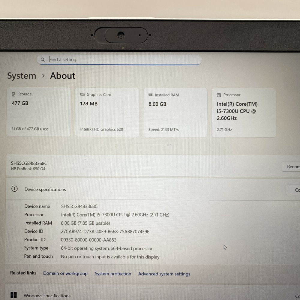 HP ProBook 650 G4 Intel i5 8GB 512GB SSD FHD Windows 11 Business Laptop