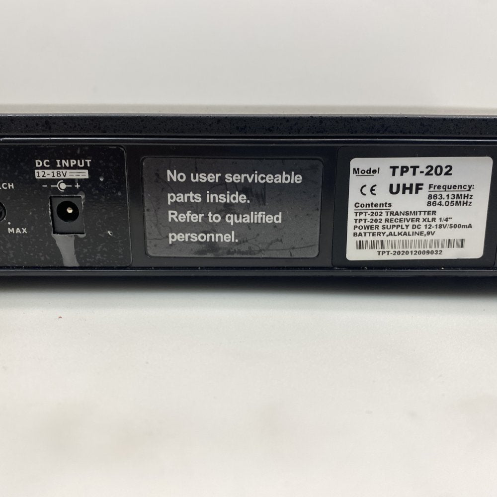 WAudio TPT-202 Dual UHF Wireless Mic System 100m Dynamic Black