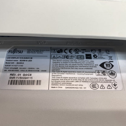 LED Monitor DisplayPort DVI VGA USB Audio Height Adjustable Pivot Fujitsu B24W-6