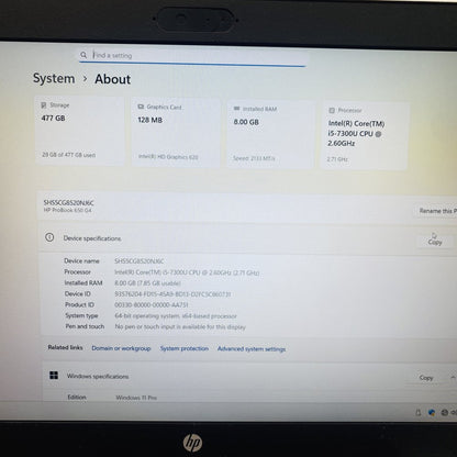 HP ProBook 650 G4 Laptop – Intel i5-7300U | 8GB RAM | 512GB SSD | Windows 11 Pro