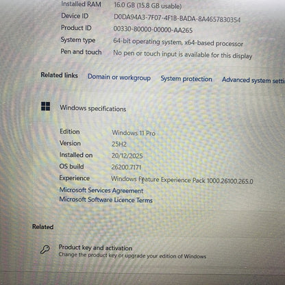 HP ProBook 650 G5 Intel i5-8365U 16GB 512GB SSD Win10 Pro Full HD
