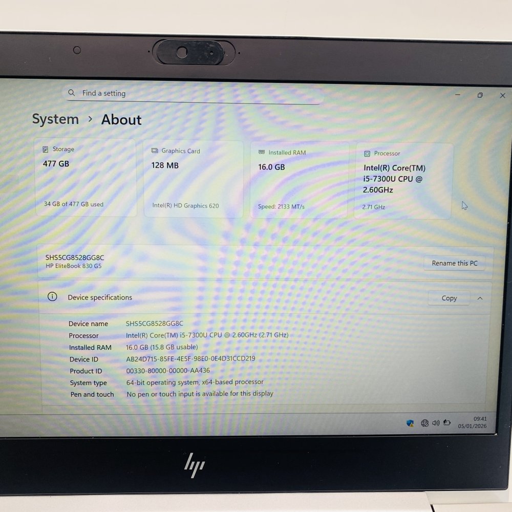 HP EliteBook 830 G5 i5 16GB 512GB SSD 1080p USB-C Windows 11 Pro Laptop-Grade B