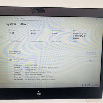 HP EliteBook 830 G5 i5 16GB 512GB SSD 1080p USB-C Windows 11 Pro Laptop-Grade B