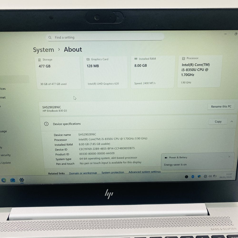 HP EliteBook 830 G5 i5-8350U 8GB 512GB SSD FHD Business Laptop (Grade B)