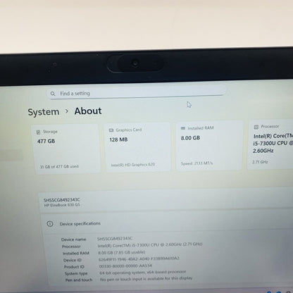 HP EliteBook 830 G5 i5-7300U 8GB 512GB SSD 1080p Ultrabook Silver