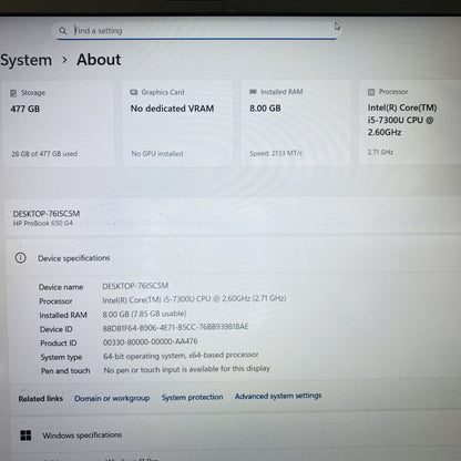 HP ProBook 650 G4 Laptop i5-7300U 8GB 512GB SSD 13.3in Win 10 Pro