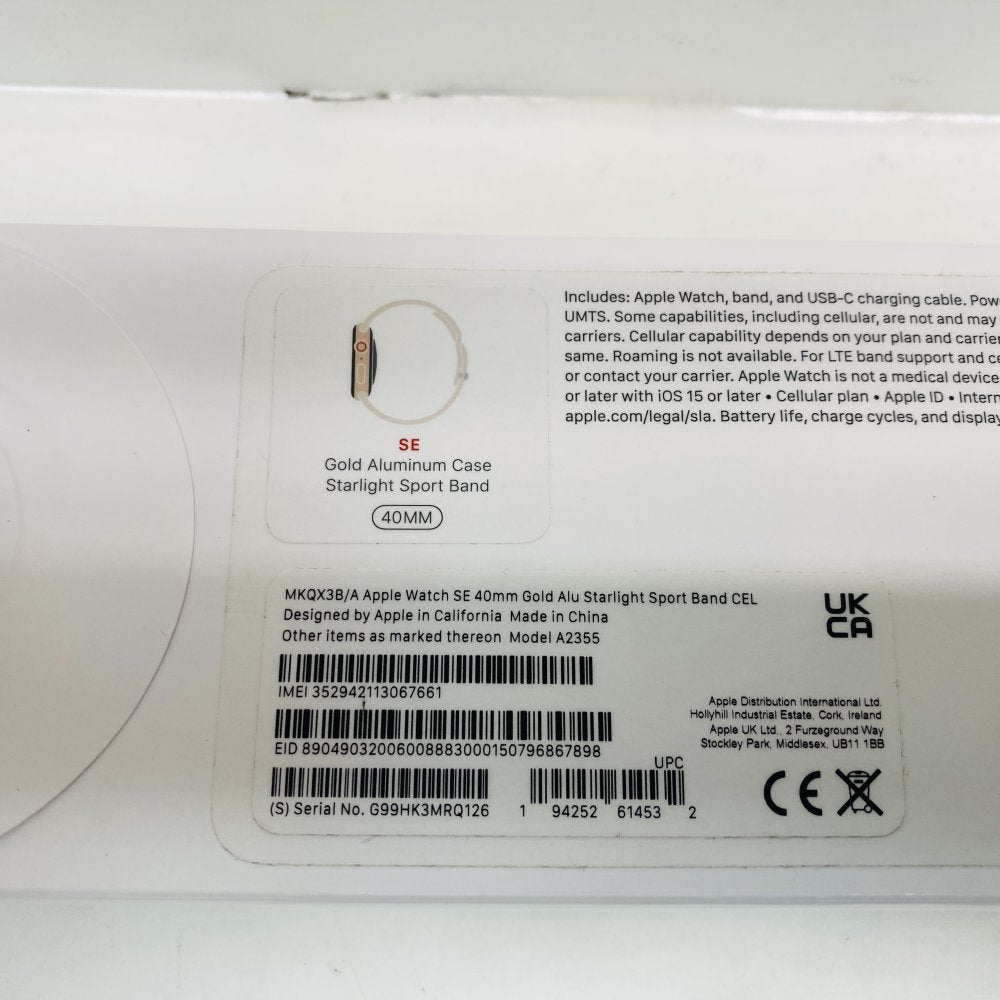 Apple Watch SE 40mm A2355 Gold Aluminum Starlight Sport Band Cellular - Used