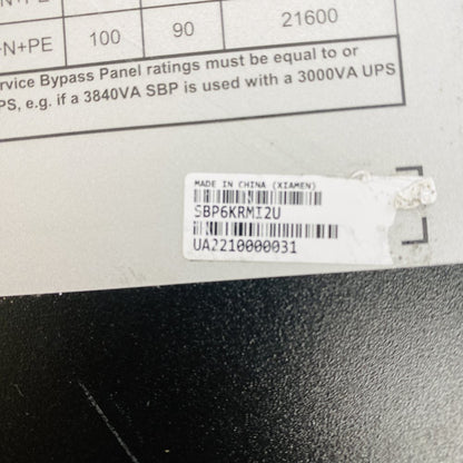 APC SBP6KRMI2U Service Bypass Panel 2U Rackmount Grade-C
