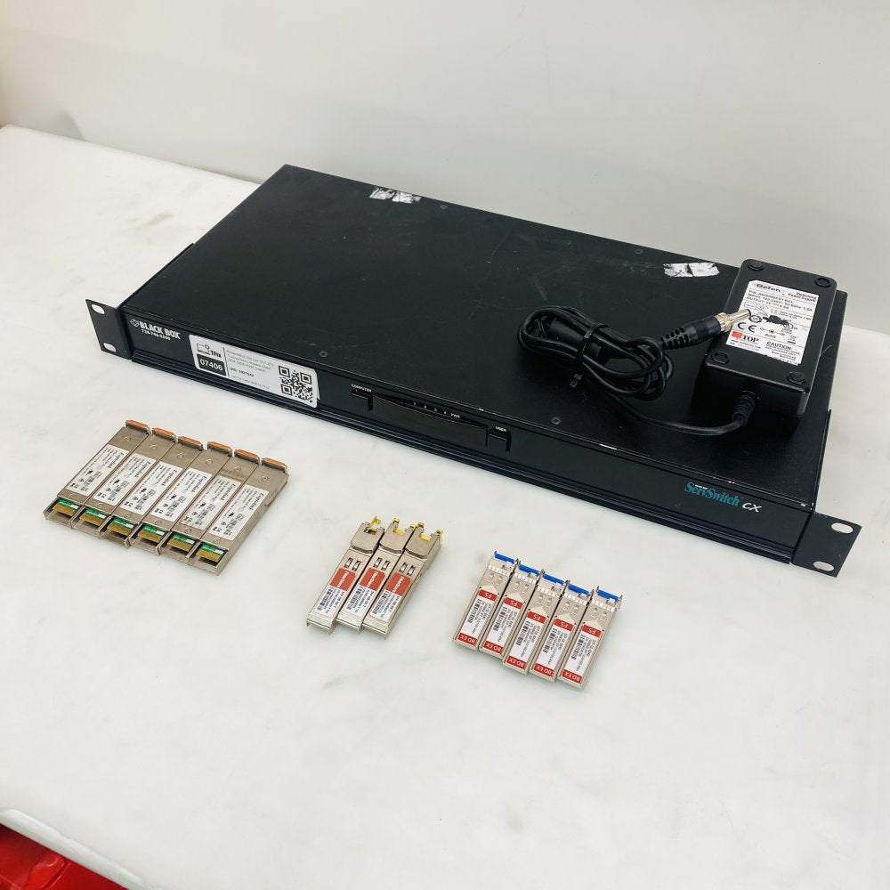 Black Box ServSwitch CX Rackmount KVM + Lot of SFP/XFP Transceivers - Used