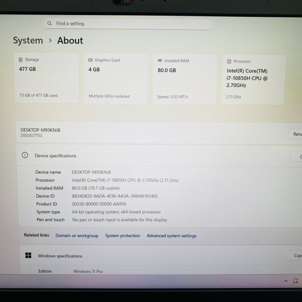 Lenovo ThinkPad P15 i7-10850H 80GB RAM 477GB SSD nVidia T2000 BIOS Locked