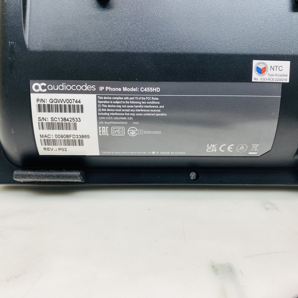 AudioCodes C455HD IP Phone Microsoft Teams PoE - With Stand (Grade B)