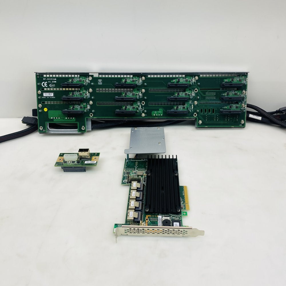 BP-34101 V1.0 SAS Backplane with RAID Controller & MiniSAS Cables Grade-A
