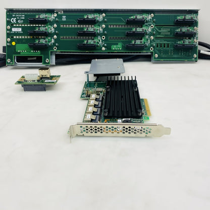 BP-34101 V1.0 SAS Backplane with RAID Controller & MiniSAS Cables Grade-A