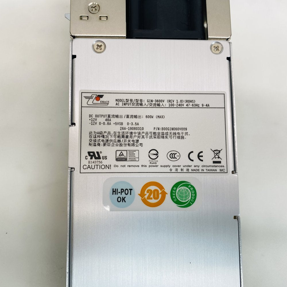 EMACS GIN-3600V 600W 12V 48A Server Power Supply (Grade A)